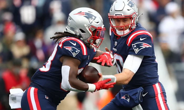 New England Patriots RB Rhamondre Stevenson, QB Mac Jones